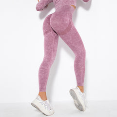 Women Seamless High Waist Yoga Set Long Sleeve Crop Top High Waist Leggings