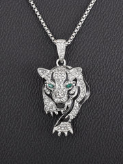 Men Hip Hop Fashion Full Rhinestone Bull Head Pendant Necklace Sparkling Ice Out Gold Plated Metal Necklace