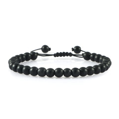 Beaded Bracelet Handmade 4 6 8mm Natural Stone Shiny Black Onyx Beads Bracelets