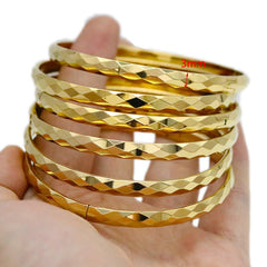 8MM 6Pcs/Lot Dubai Gold Bangles for Women Men 24k Color Ethiopian Bracelets African Jewelry Saudi Arabic Wedding Bride Gift