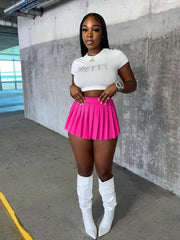 High Waist Mini Pleated Skirts Stretchy Skirt