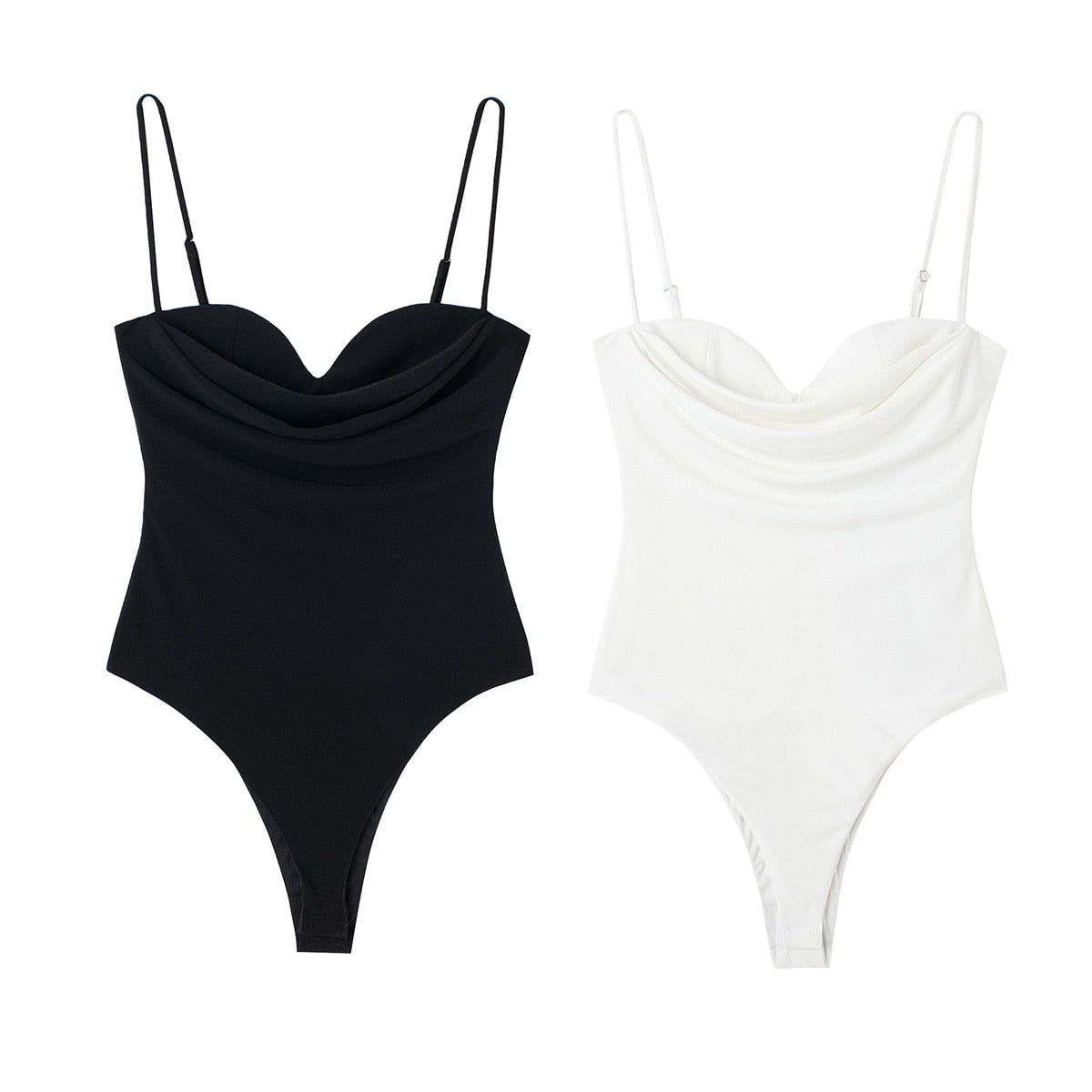 Bodysuits For Women 2022 Fashion Sweetheart Neck Draped Bodysuit Sleeveless Spaghetti Strap Skinny Night Out Sexy Bodysuit Tops