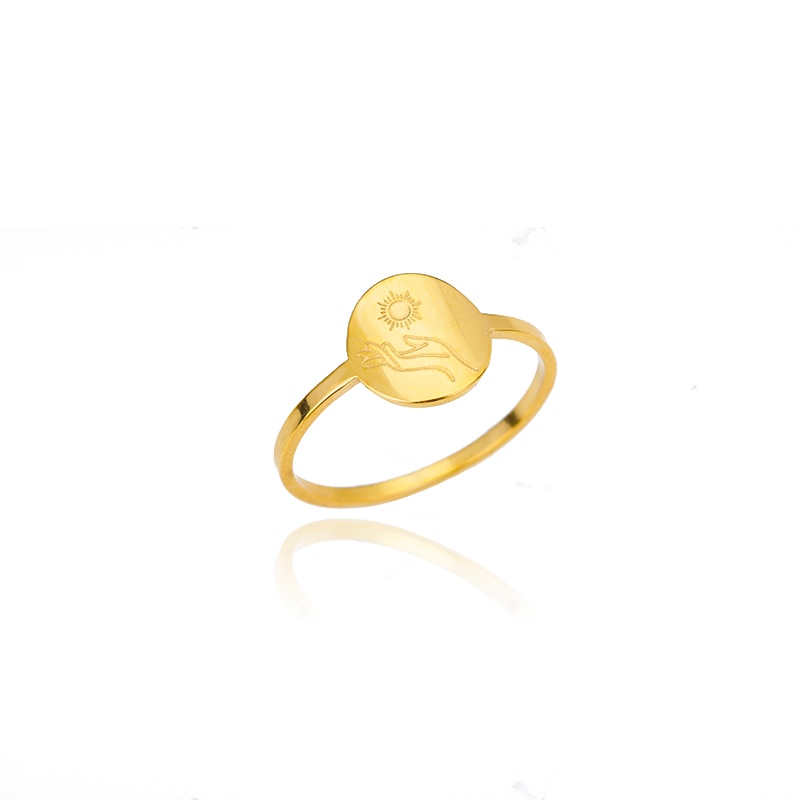 Stainelss Steel Sun Moon Rings For Women Aesthetic Gold Plated Wedding Couple Rings Christmas Jewelry Gift Anillos Wholesale