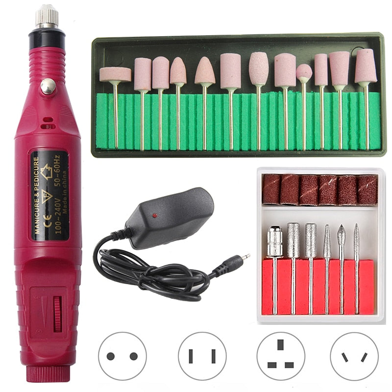 1 Set Professional Electric Nail Drill Machine Manicure Machine Pedicure Drill Set Nail File Nail Drill Equipment Tools
