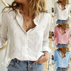 Button Lapel Cardigan Top Loose Long Sleeve Oversized Blouse