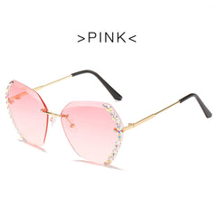 Vintage Oversized Rimless Sunglasses - Sexy Diamond Square Sun Glasses