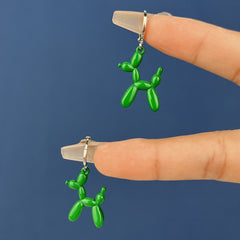 Cute Colorful Enamel Puppy Dog Hoop Earrings