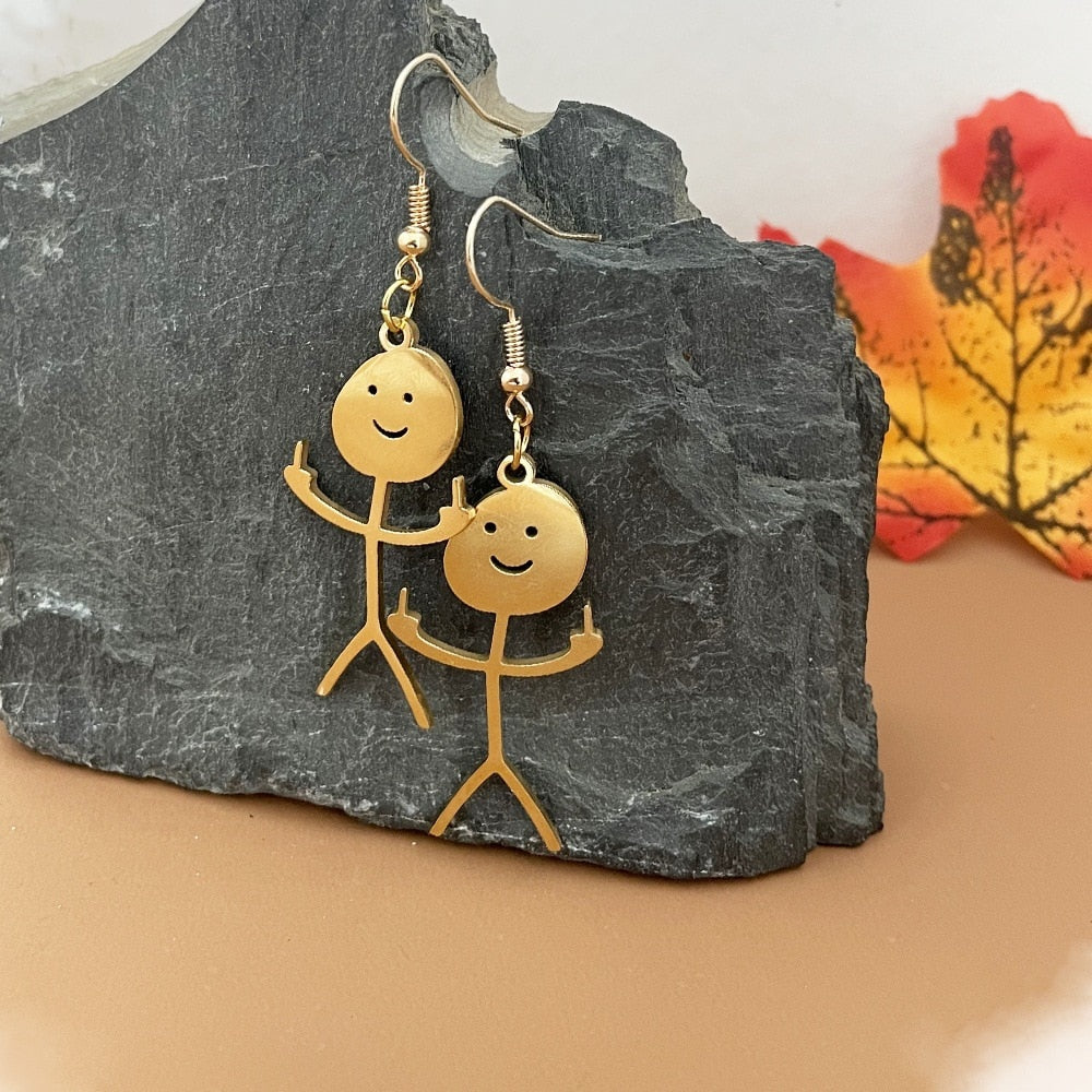 Fxck You Middle Finger Hand Gesture Character Earring