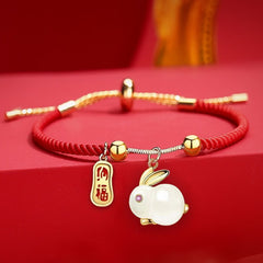 Chinese Style Lovely Rabbit Bracelet For Women Girl Festival High Value Gift Tiger Stone Link Chain Bracelet Jewelry Accessories