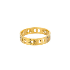 Stainelss Steel Sun Moon Rings For Women Aesthetic Gold Plated Wedding Couple Rings Christmas Jewelry Gift Anillos Wholesale