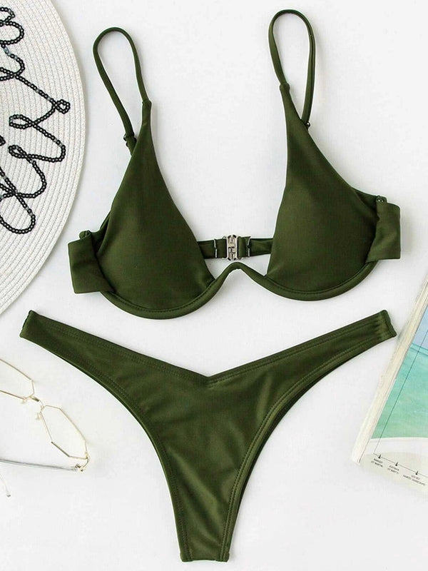 Solara V-Bar Underwire Ribbed Bikini Two-piece