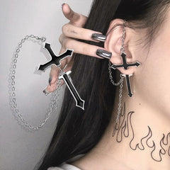 Hip Hop Korean Fashion Cross Earrings For Women Grunge Cross Ear Earrings серьги кресты Skeleton Crochet Punk Earrings Wholesale