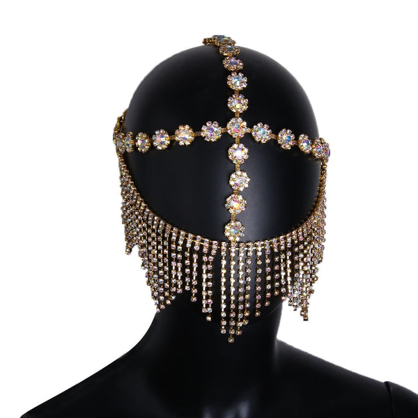 Belladonna Rhinestone Chain Veil Mask