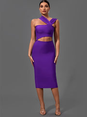 Bandage Purple Bodycon Sexy Cut Out Dress