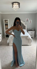 Sling Sleeveless Solid Color Dress One Word Neck Slim Fit Open Back Slit Sexy Dress