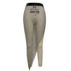 YOUR BUMP CURVE Shiny Crystal Mesh Hollow Split Loose Skirt Sexy Ladies Beach Party Rhinestone Skirt