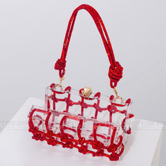 Diamond Clear Acrylic Box Knotted Rope Rhinestone Purses And Handbags