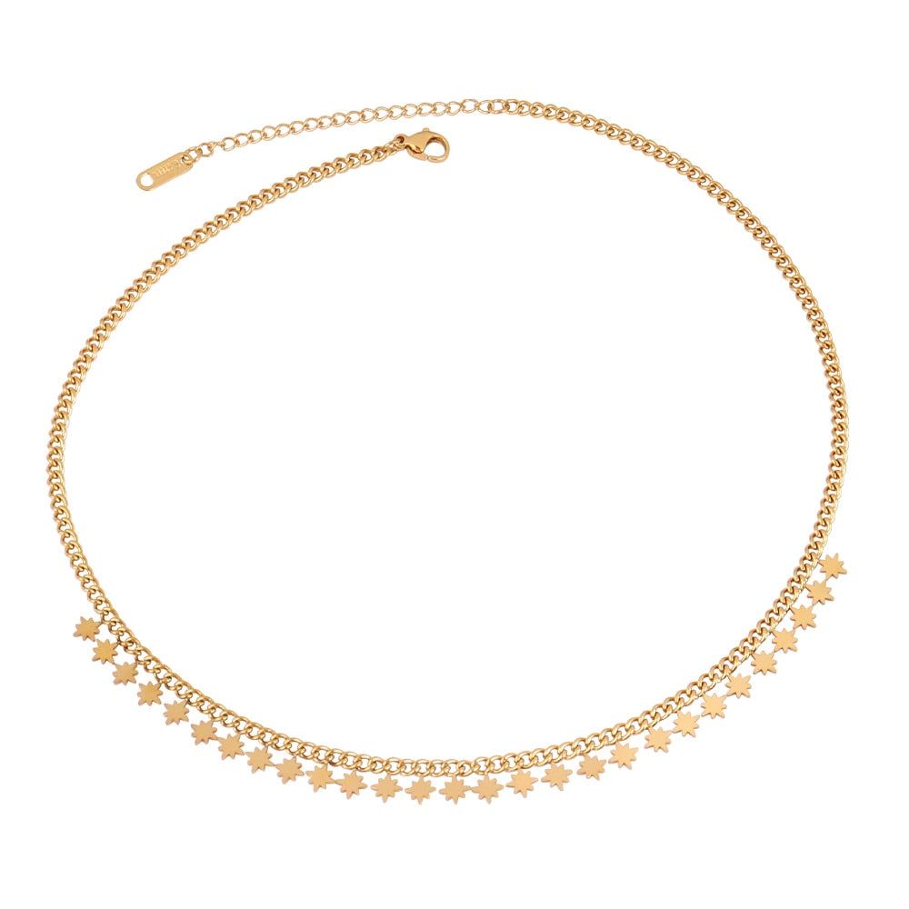 Round Geometric Pendant Necklace Choker
