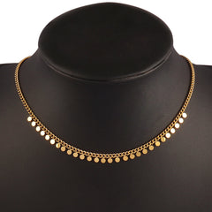 Round Geometric Pendant Necklace Choker