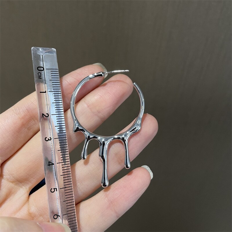 Lava Drop Shape Irregular Big Hoop Earrings