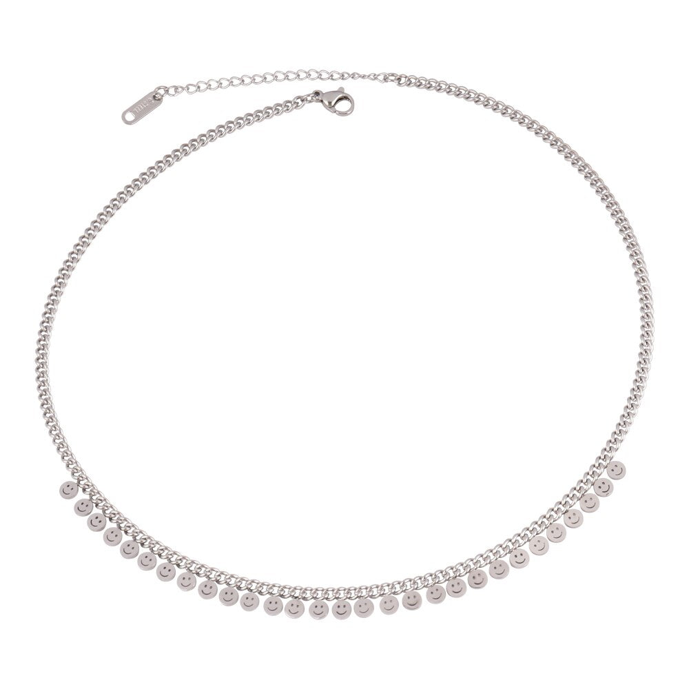 Round Geometric Pendant Necklace Choker