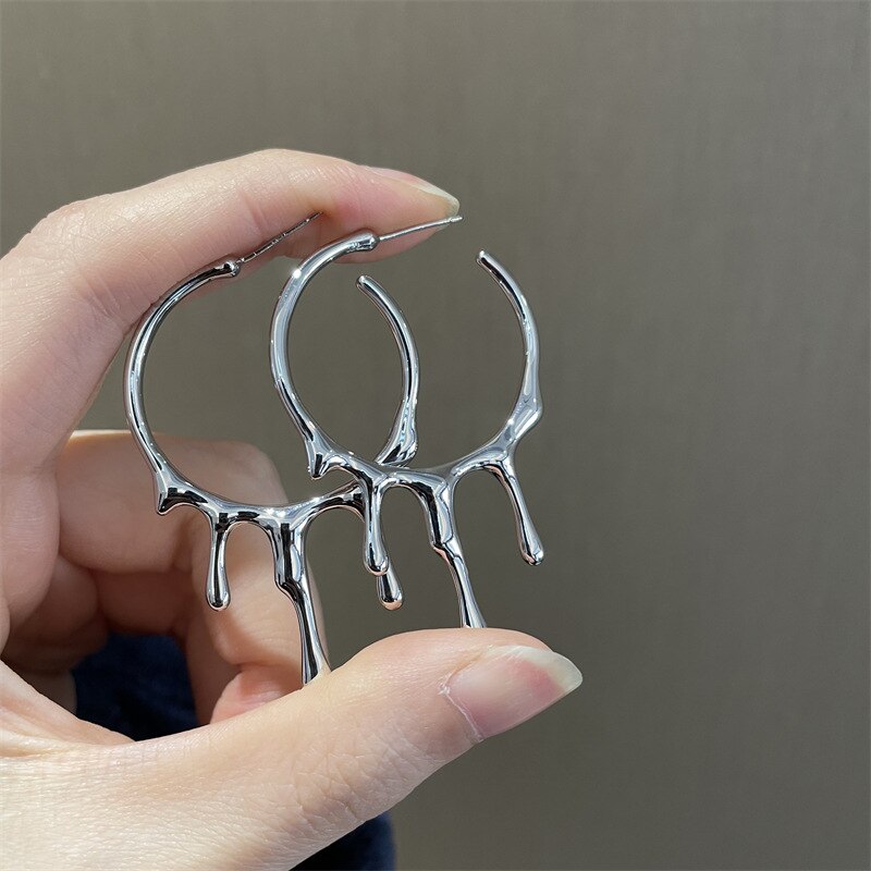 Lava Drop Shape Irregular Big Hoop Earrings