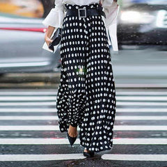 Yeezzi Summer Autumn Female Trousers Fashion Holiday Fitness Urban Polka Dot Casual Office Wide Leg Pants for Women 2022 New