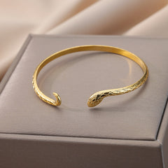 Stainless Steel Snake Bracelet Bangle For Women Open Adjustable Gold Color Animal Snake Bracelets Luxury Jewelry Mother Day Gift