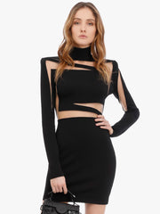 Black Lace Bandage cut out Dress