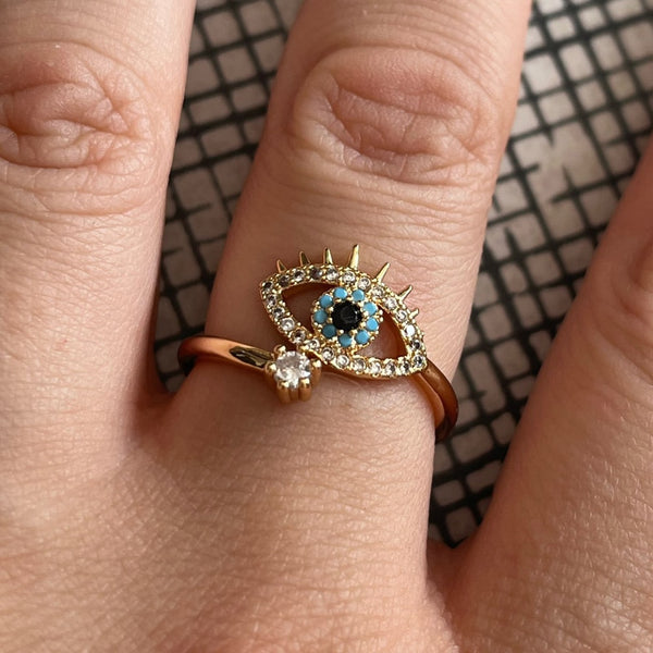 Safiya Lucky Evil Eye Stainless Steel Ring Collection
