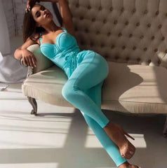 2022 New Spring Style Women Sexy 2 Pieces Bodycon Rayon Bandage Set RufflesTops Pencil Pants Celebrity Women&#39;s Set High Quality