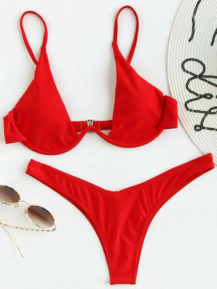 Solara V-Bar Underwire Ribbed Bikini Two-piece