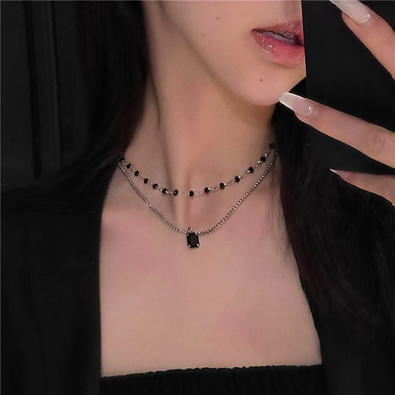 Choker Double Layer Beads Geometric Necklace