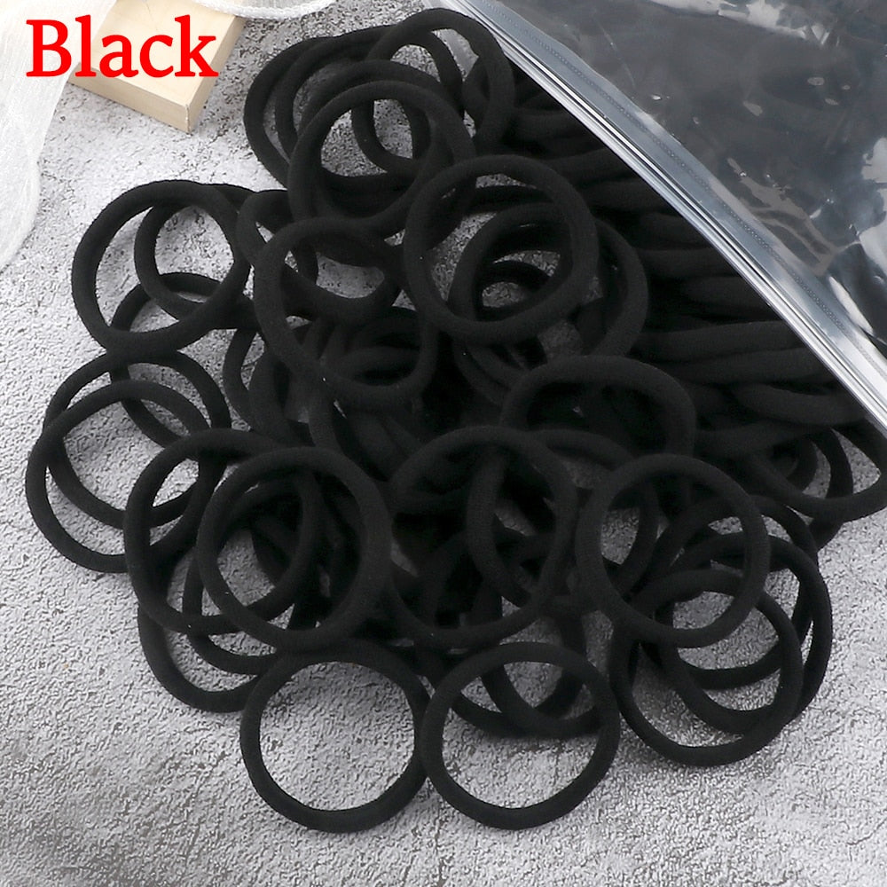 50PCS/Set Basic Hair Bands Simple Solid Colors Elastic Headband Hair Ties