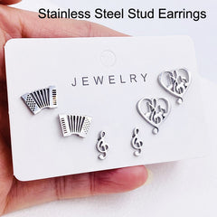 3prs Set Earrings Music Guitar Microphone Drop Dangle Earrings For Women DJ Music Lover Gifts Jewelry Pendientes Cерьги