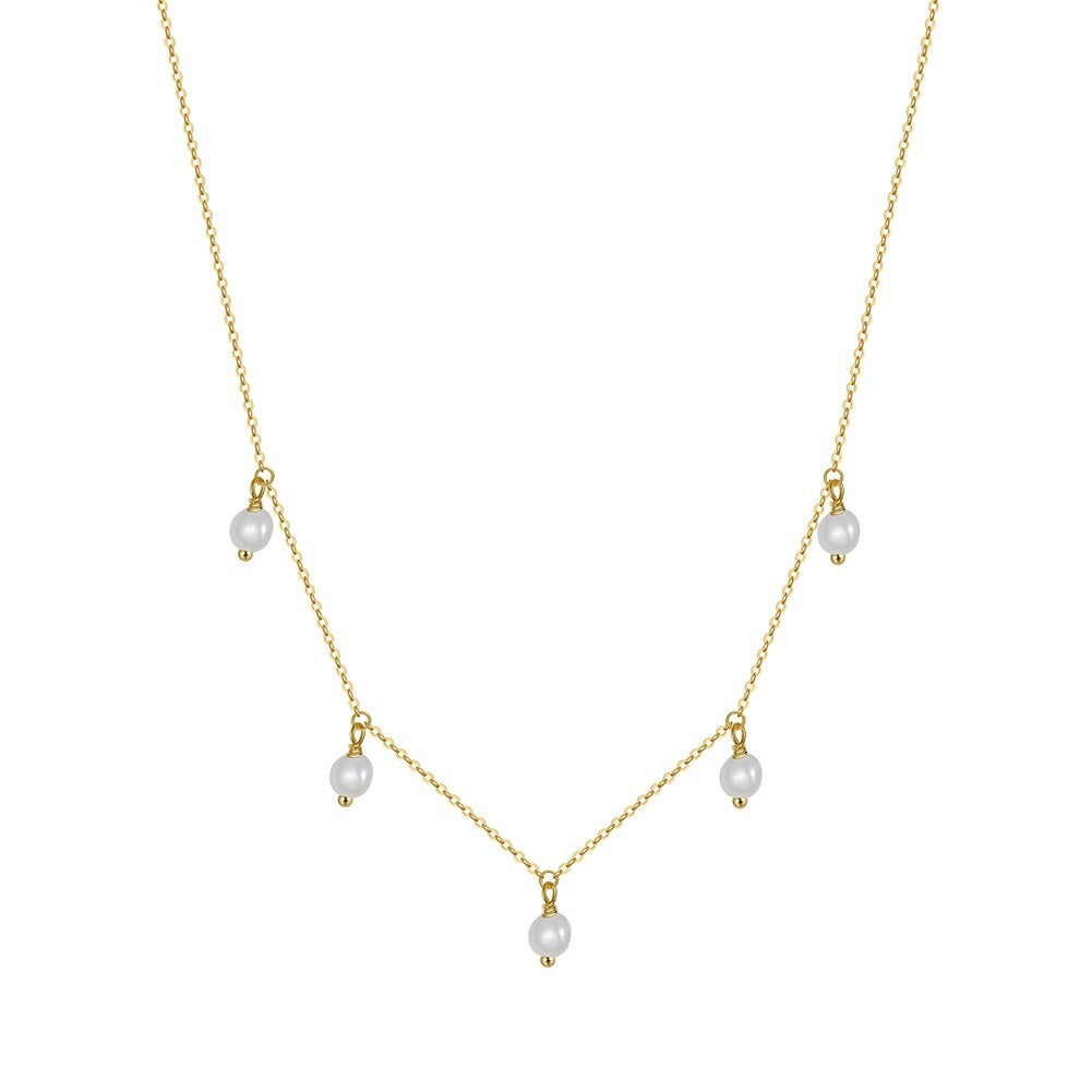 Gold Sterling Silver Pearl Necklace