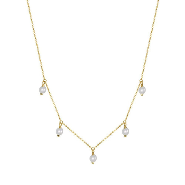 Gold Sterling Silver Pearl Necklace