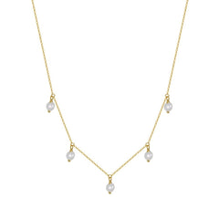 Gold Sterling Silver Pearl Necklace