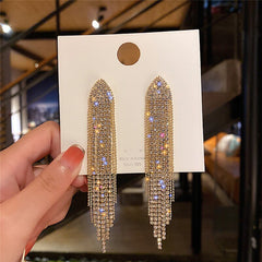 2023 Fashion Crystal Earrings Tassel Temperament Water Drop Earrings for Women Elegant Bridal Wedding Engagement Jewelry Gift