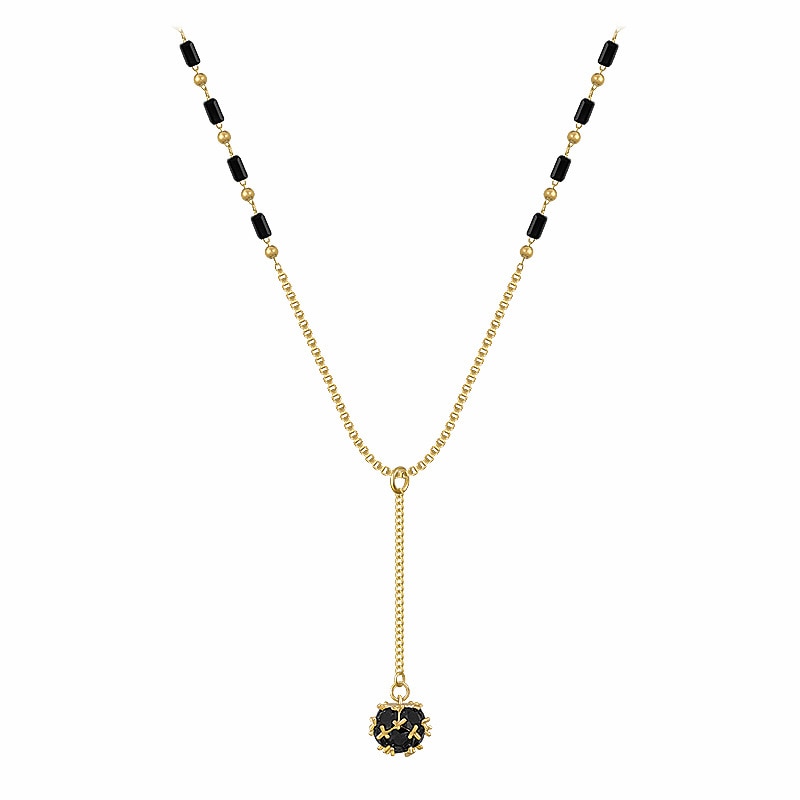 Mysterious Sexy Black Crystal Zircon Ball Necklace