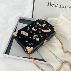 Velvet Small Square Bag For Women 2022 New Korean Embroidery Fashion Versatile Chain Single Shoulder Messenger Box Bag