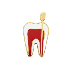 2 Color Classic Medical Cute Tooth Shape Brooch Zinc Alloy Gold Color Pin Dentist Nurse Enamel Pins Backpack Badge Women Gift