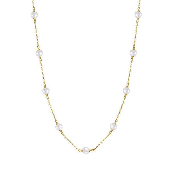Gold Sterling Silver Pearl Necklace