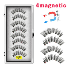 8PCS 4 Magnets Natural Mink Eyelashes false eyelashes magnetic eyelashes  Handmade Artificial With Tweezer Makeup Set