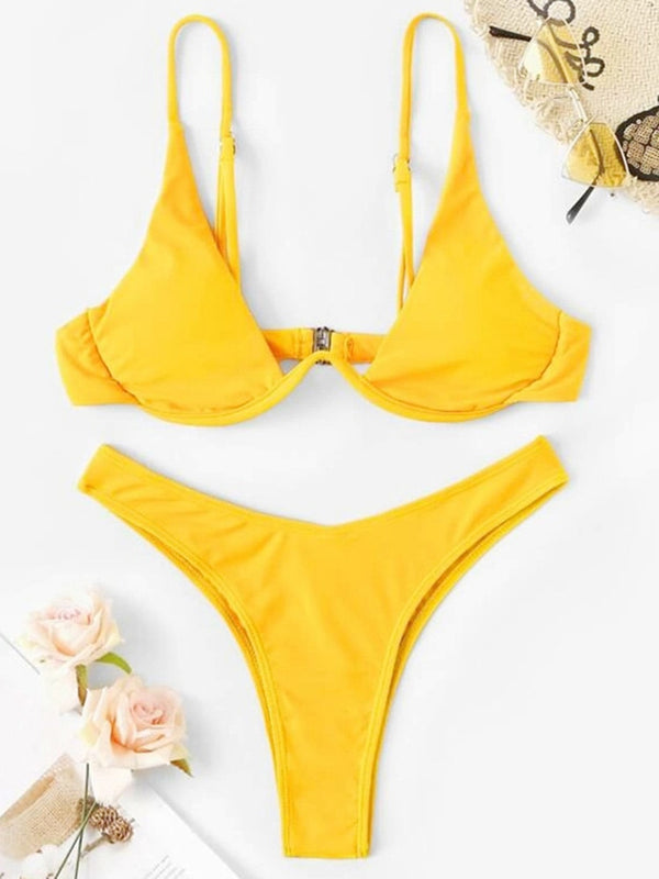 Solara V-Bar Underwire Ribbed Bikini Two-piece