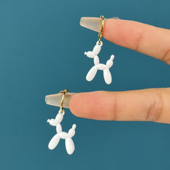 Cute Colorful Enamel Puppy Dog Hoop Earrings