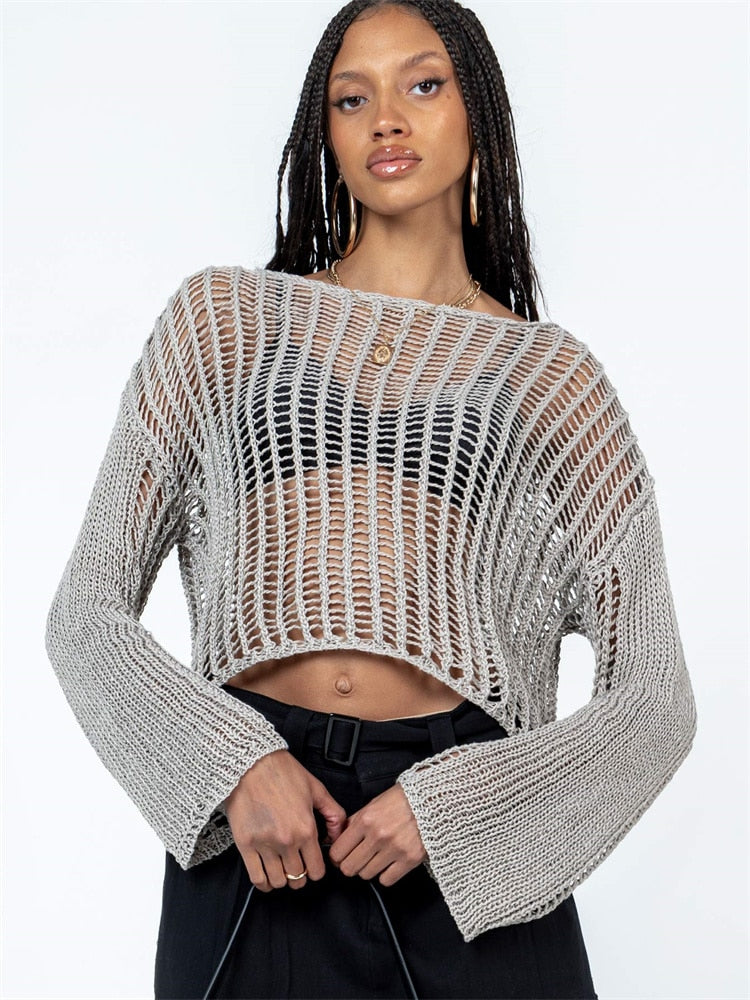 Chloe's Chic Knit: Sexy See-Through Sweater for Autumn