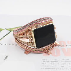Fashion Pink Leather Wrap for Apple Watch Bands