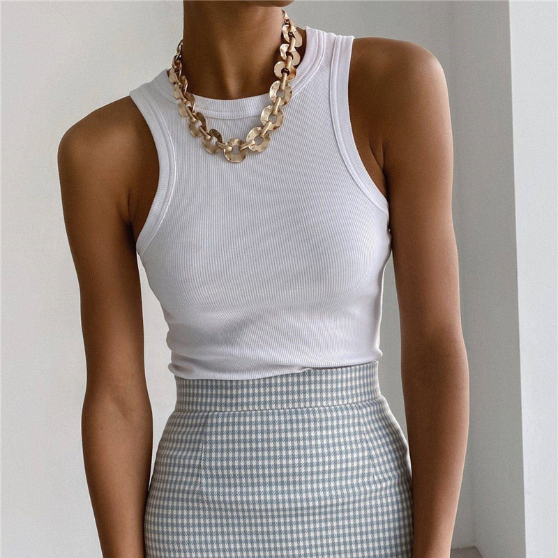 Backless Tank Top Sleeveless Vest Knitted Camis Tank Tops Casual Solid Color Basic