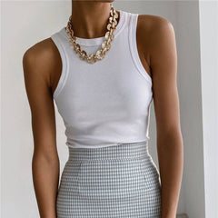 Backless Tank Top Sleeveless Vest Knitted Camis Tank Tops Casual Solid Color Basic